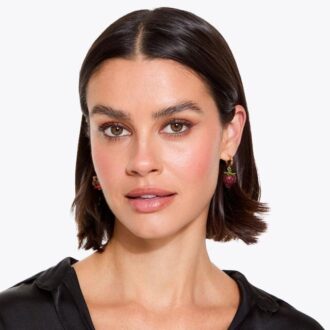 Pave Strawberry Huggie Earrings