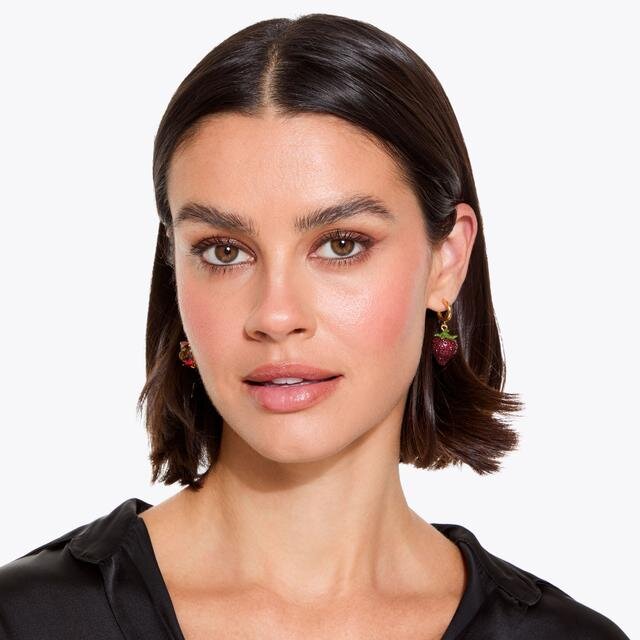 Pave Strawberry Huggie Earrings Pave Strawberry Huggie Earrings